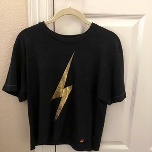 Aviator Nation charcoal bolt metallic boyfriend tee